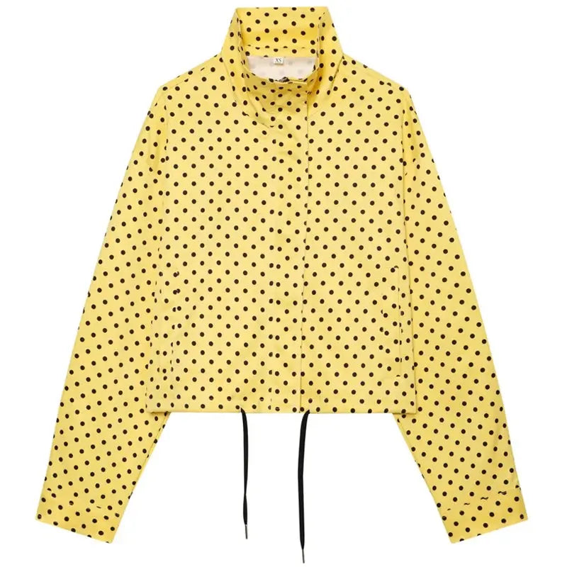 comfortable oversized polka dot bomber jacket