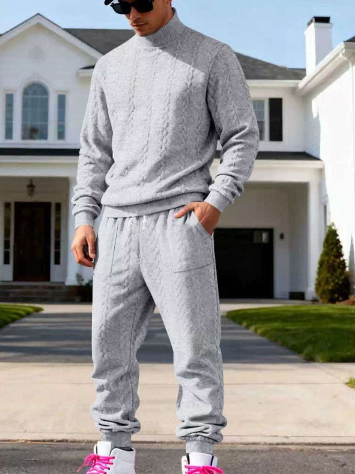 Men's Mock Neck Sweater and Joggers – Modern Cozy Set