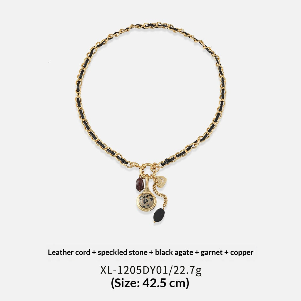 Duobao Natural Stone Beaded Long Necklace — view 3