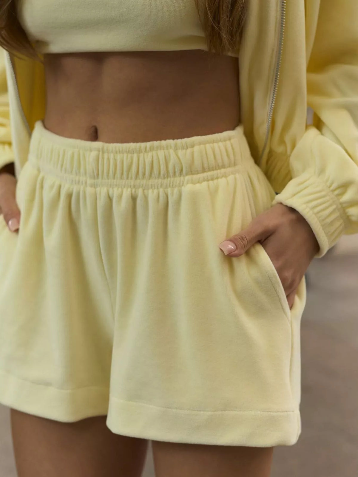 Zip-Up Cropped Hoodie and Shorts Set