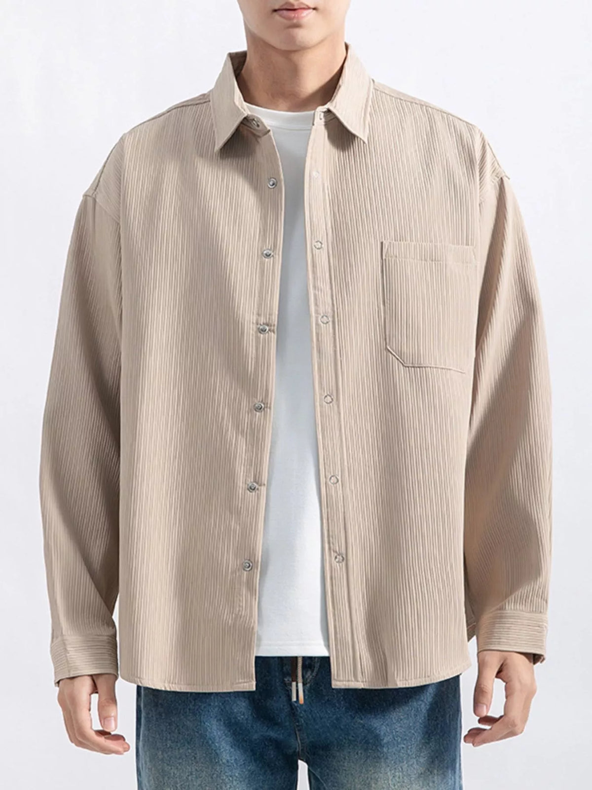 Men's Textured Button-Down Shirt