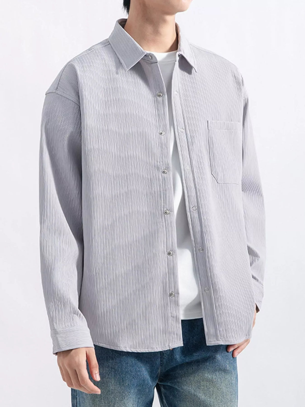 Men's Textured Button-Down Shirt