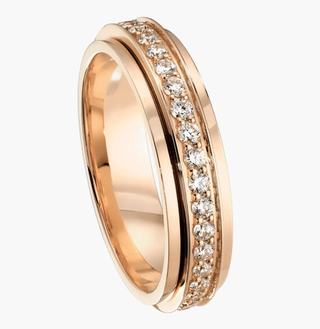 Exquisitely Crafted Diamond-studded Rotatable Couple Rings — view 2
