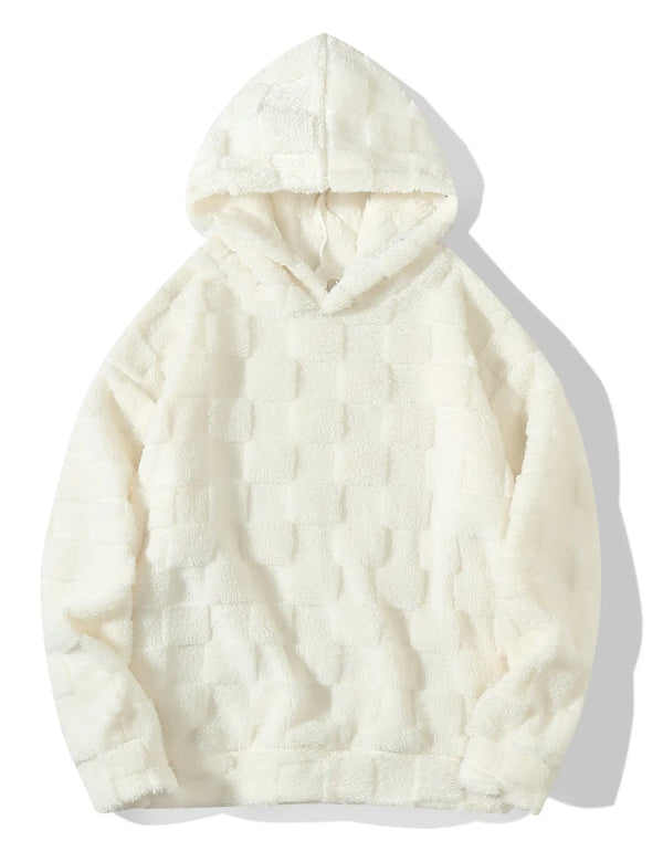 Men's Plaid Loose-fit Hooded Sweatshirt
