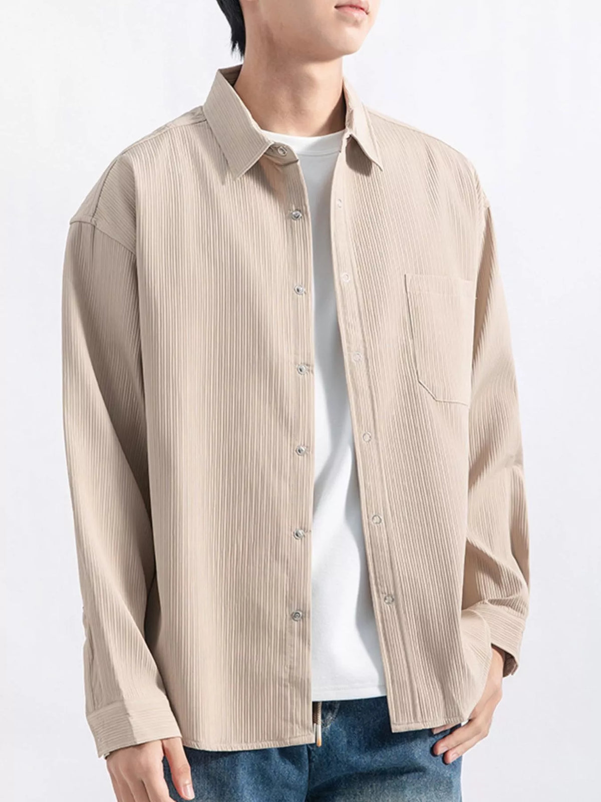 Men's Textured Button-Down Shirt