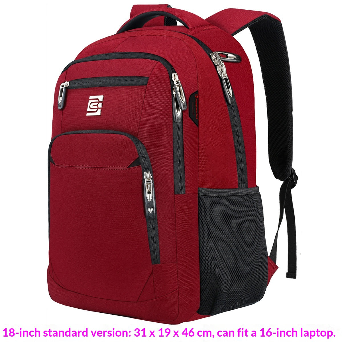 BC Men's Business Backpack Oxford Cloth Waterproof 16 Inch Large Capacity Multifunctional Computer Backpack Student Backpack Women's Red Standard Edition — view 1