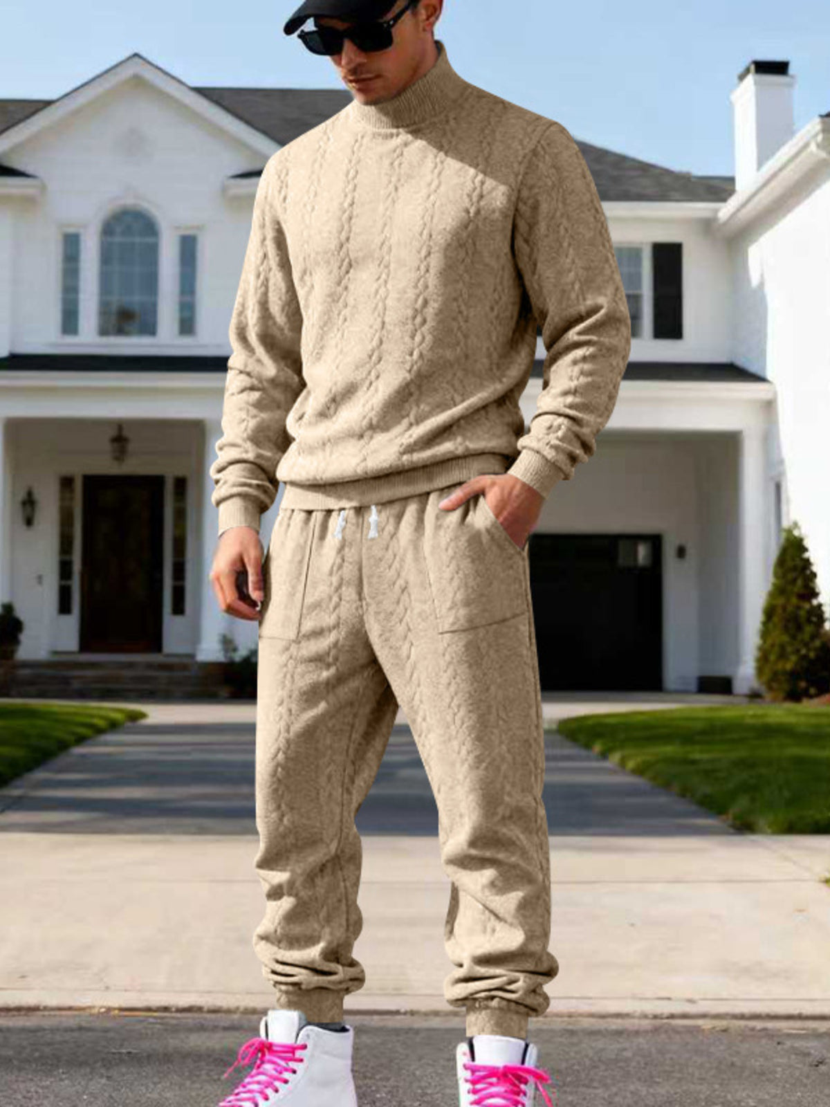 Men's Mock Neck Sweater and Joggers – Modern Cozy Set