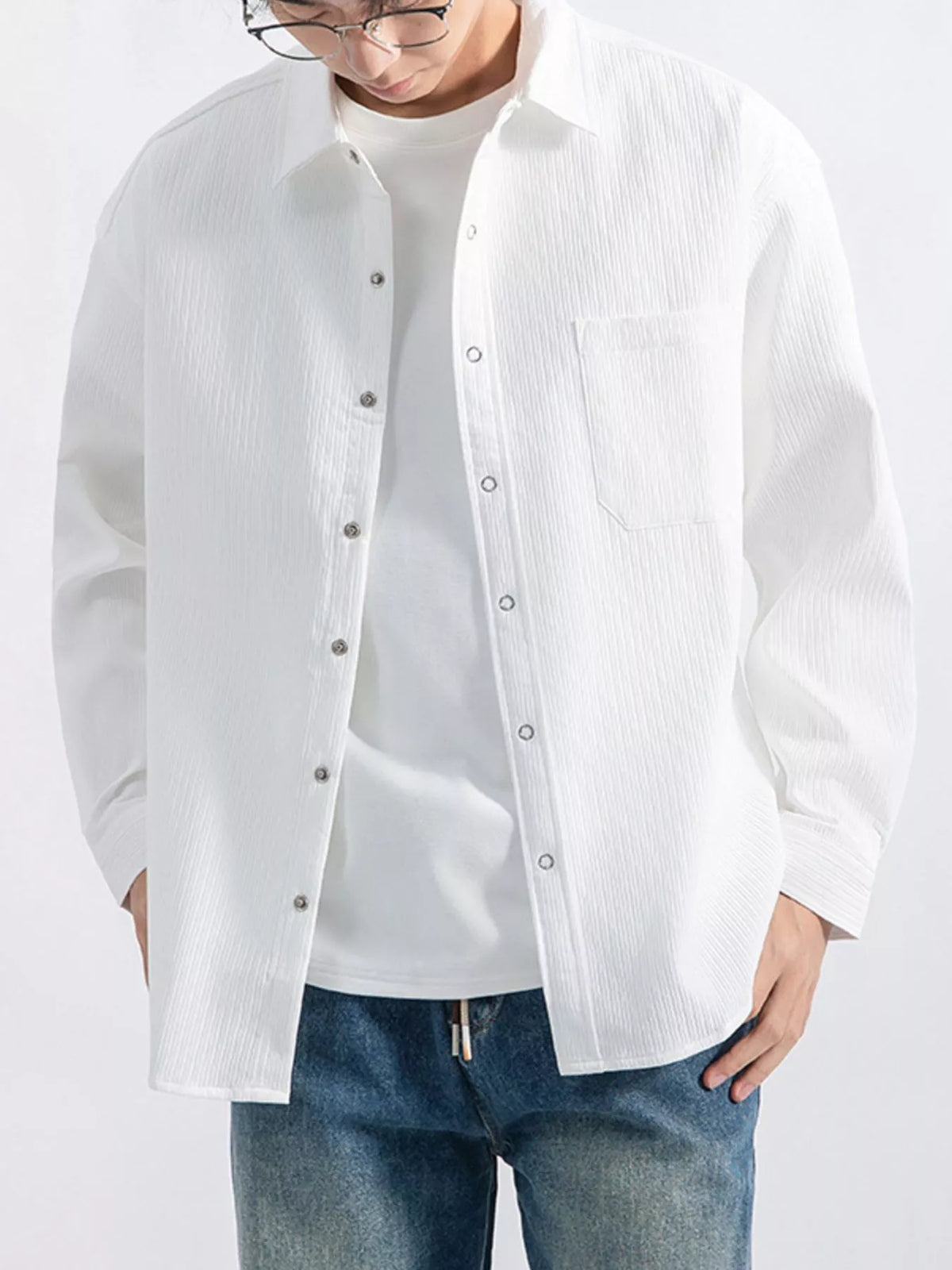 Men's Textured Button-Down Shirt