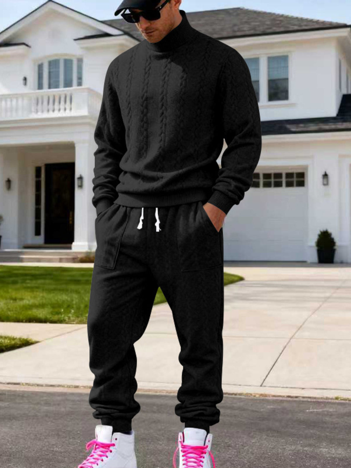 Men's Mock Neck Sweater and Joggers – Modern Cozy Set