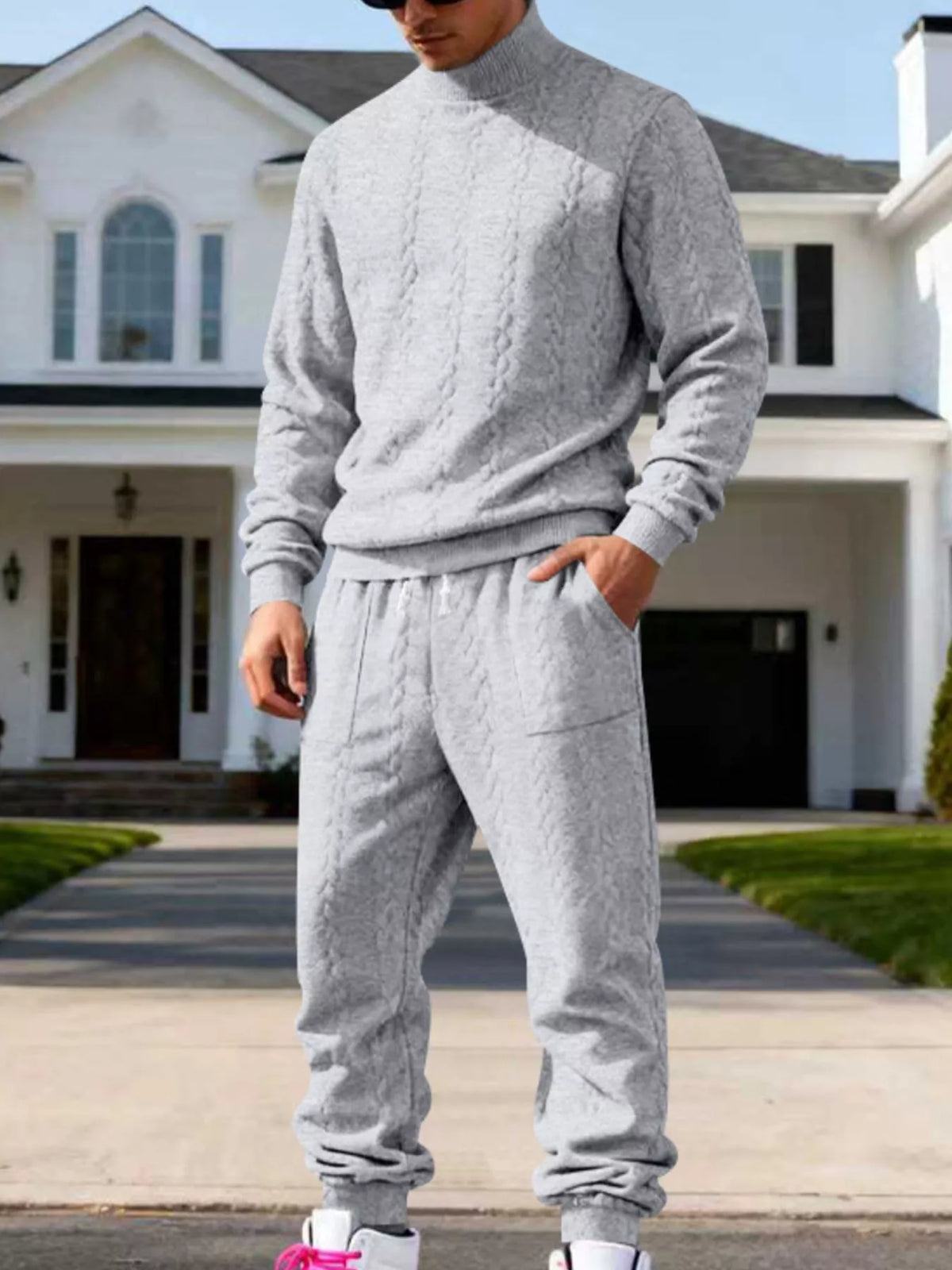 Men's Mock Neck Sweater and Joggers – Modern Cozy Set