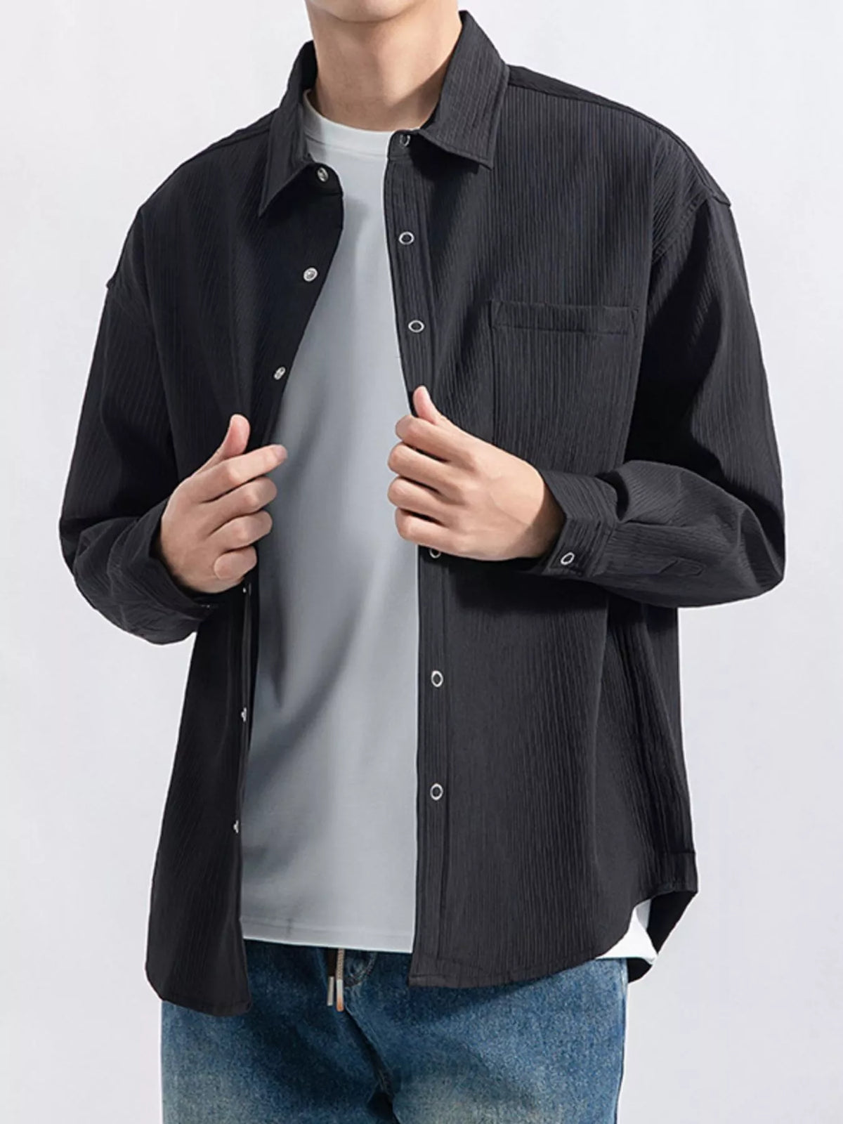 Men's Textured Button-Down Shirt