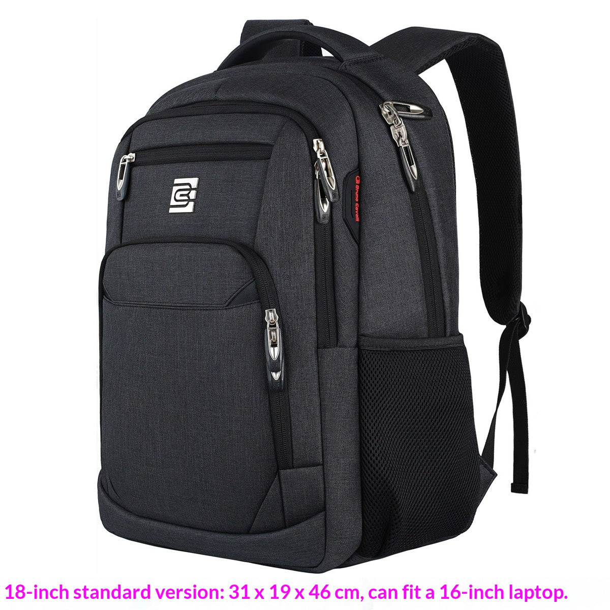 BC Men's Business Backpack Oxford Cloth Waterproof 16 Inch Large Capacity Multifunctional Computer Backpack Student Backpack Women's Black Standard Edition16-in — view 1