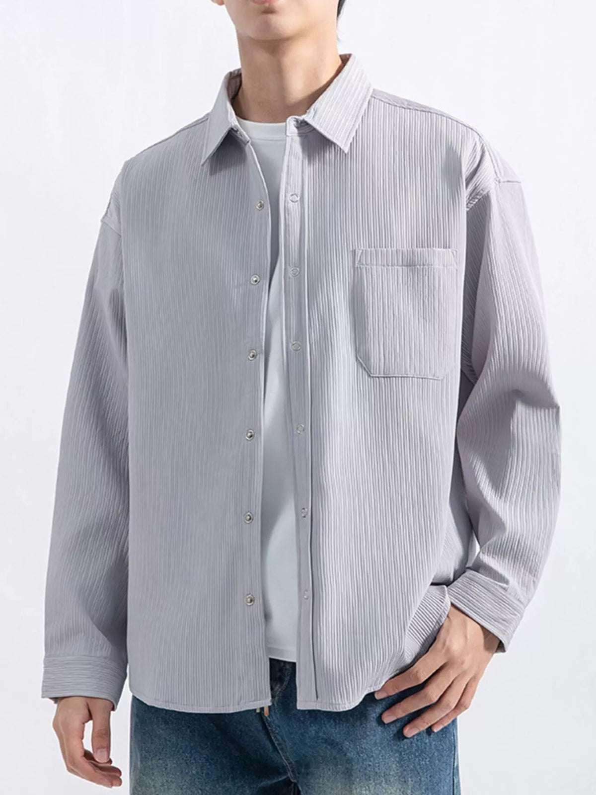 Men's Textured Button-Down Shirt