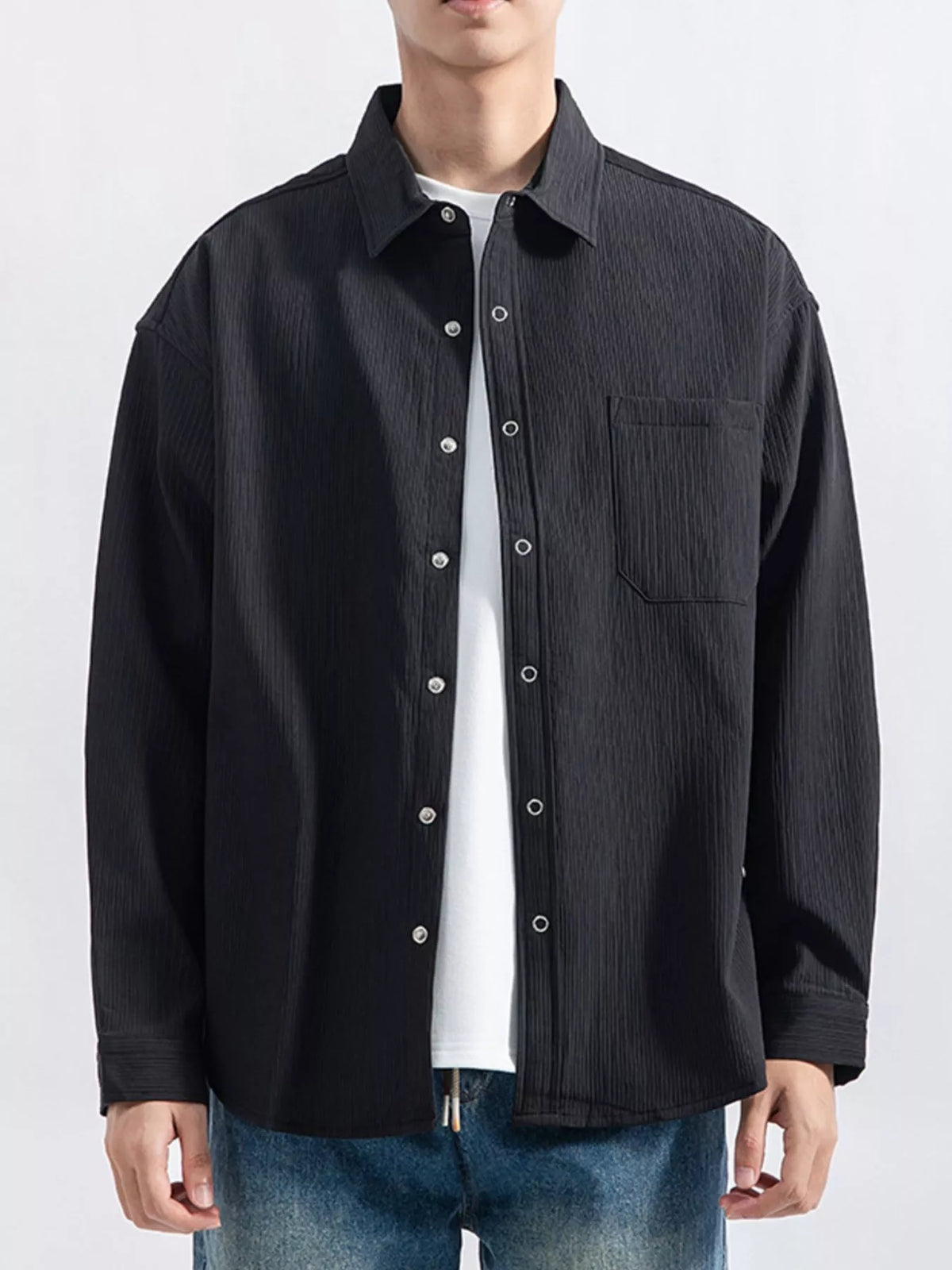 Men's Textured Button-Down Shirt