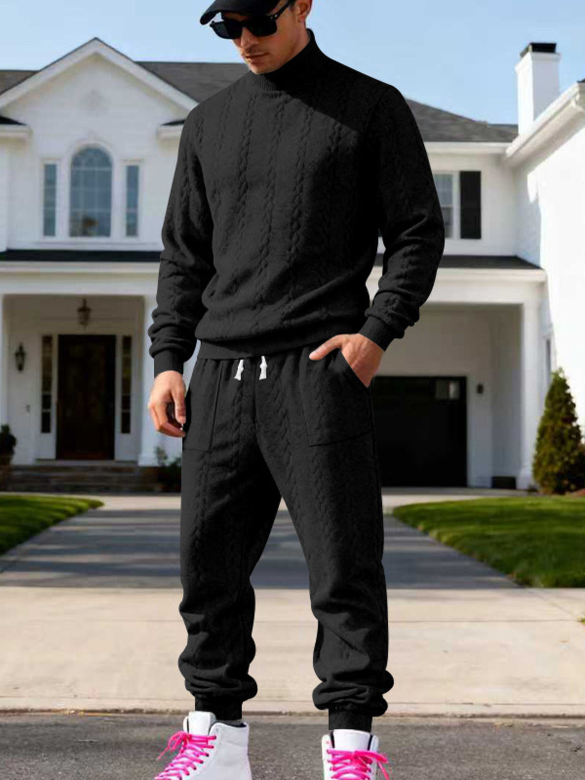 Men's Mock Neck Sweater and Joggers – Modern Cozy Set