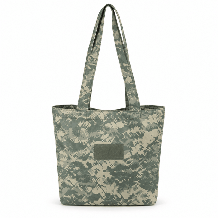 Digital Camo Tote Bag with Long Handles, Open Top Everyday Carry Bag