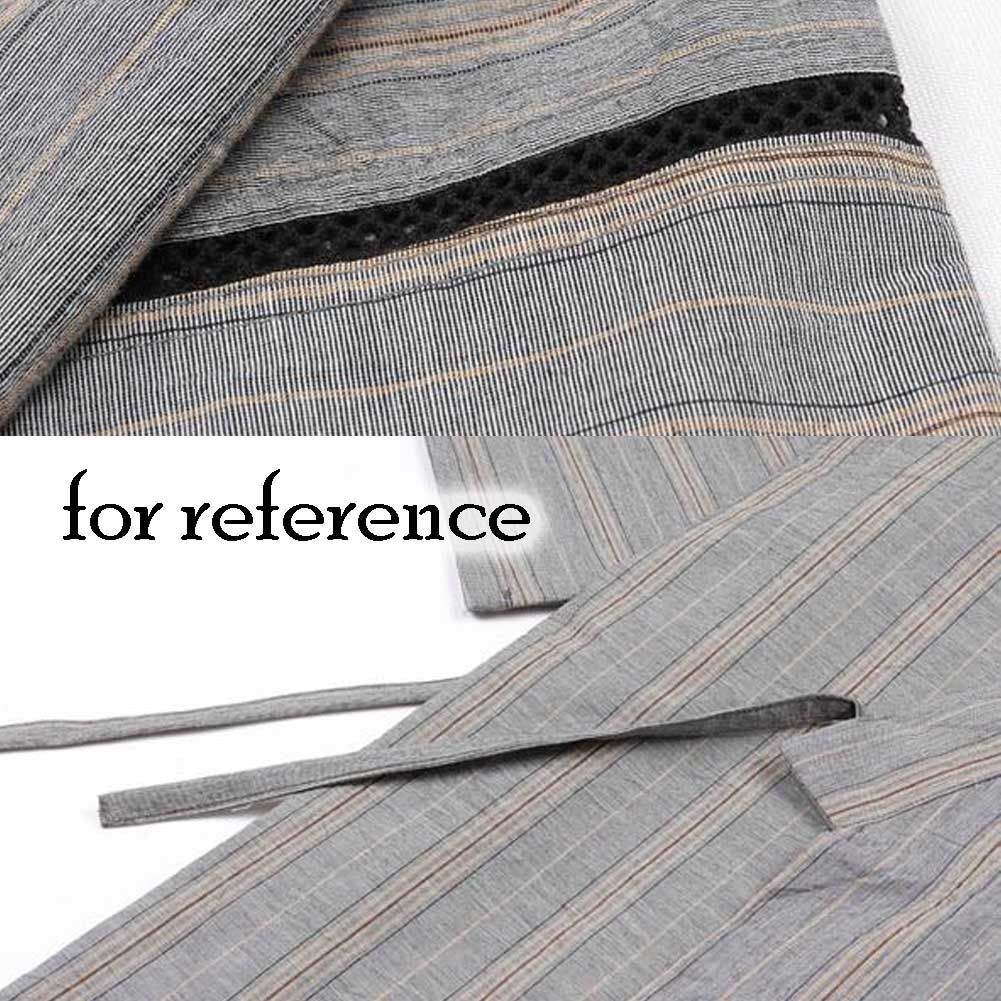 Summer Japanese Kimono Style Men's Pajamas Suit Stripes Cotton Short Pajamas Set Khan Steam Clothes Home Wear, Grey — view 2