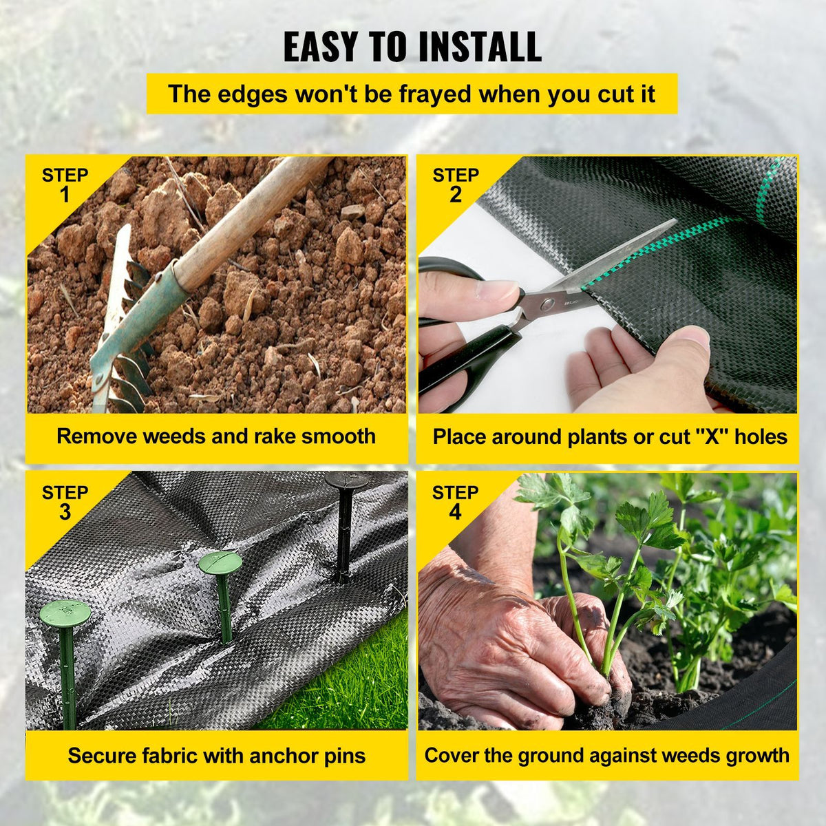 Weed Control Fabric 6ft x 300ft - Geo Textile Fabric Heavy Duty - Woven Ground Cover for Commercial Greenhouse, Yard, Garden Barrier Cloth Blocker Mat — view 8
