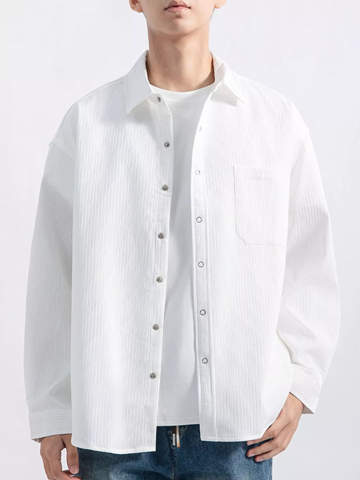 Men's Textured Button-Down Shirt